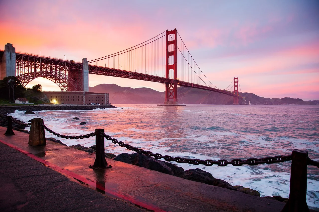 San Francisco golden gate bridge at sunset